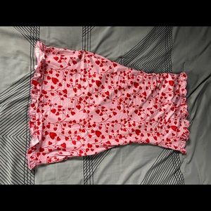 Heart Print Frill Trim Tube Top Dress